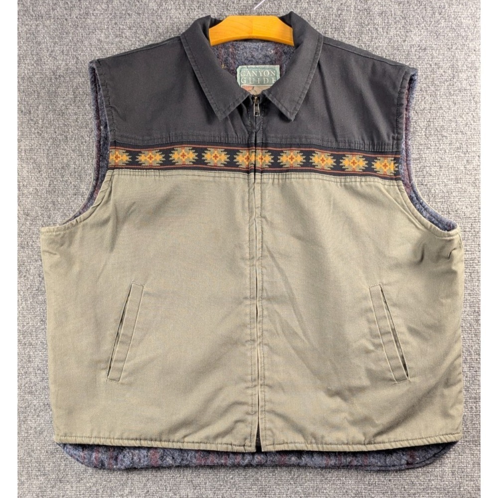 Vintage Canyon Guide Aztec Trim Vest Lined Canvas Utility XL USA Made